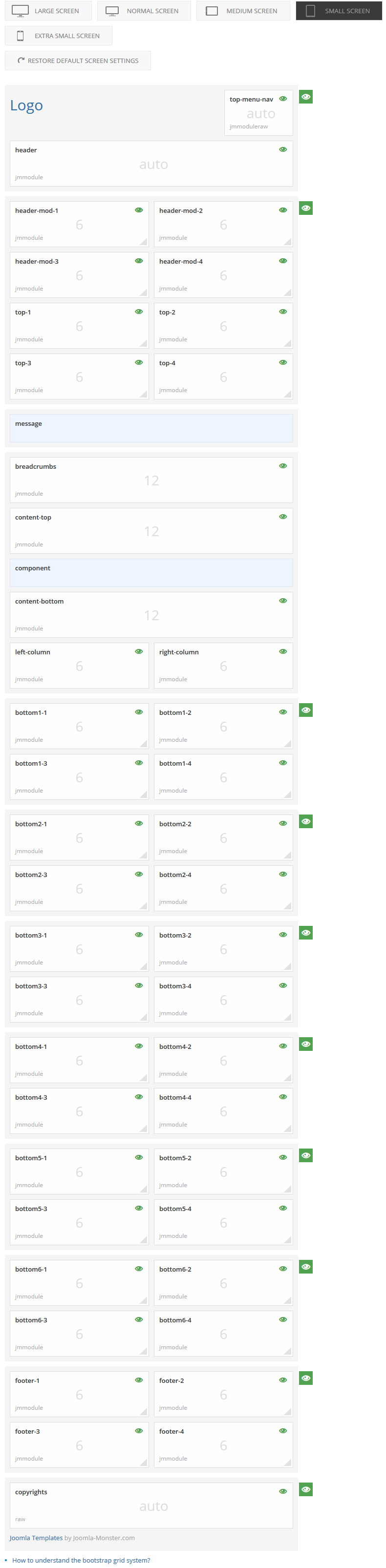 Module positions for small screen Module positions for small screen